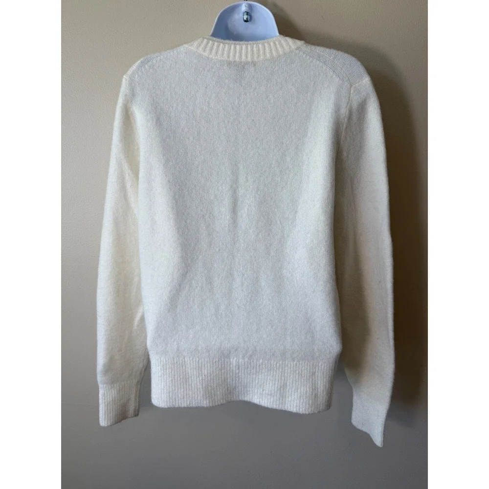 J Crew Women's Ivory LOL Varsity‎ Patch Crew Neck Pullover Sweater Small Cute